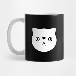 Persian cat's face. Derpy, cute chonk in white ink Mug